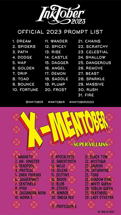 Inktober X-Mentober 2023 Recap